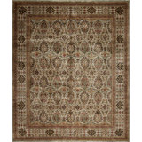 Silver Screen Hand Knotted Wool Area Rug in Light Blue/Bone