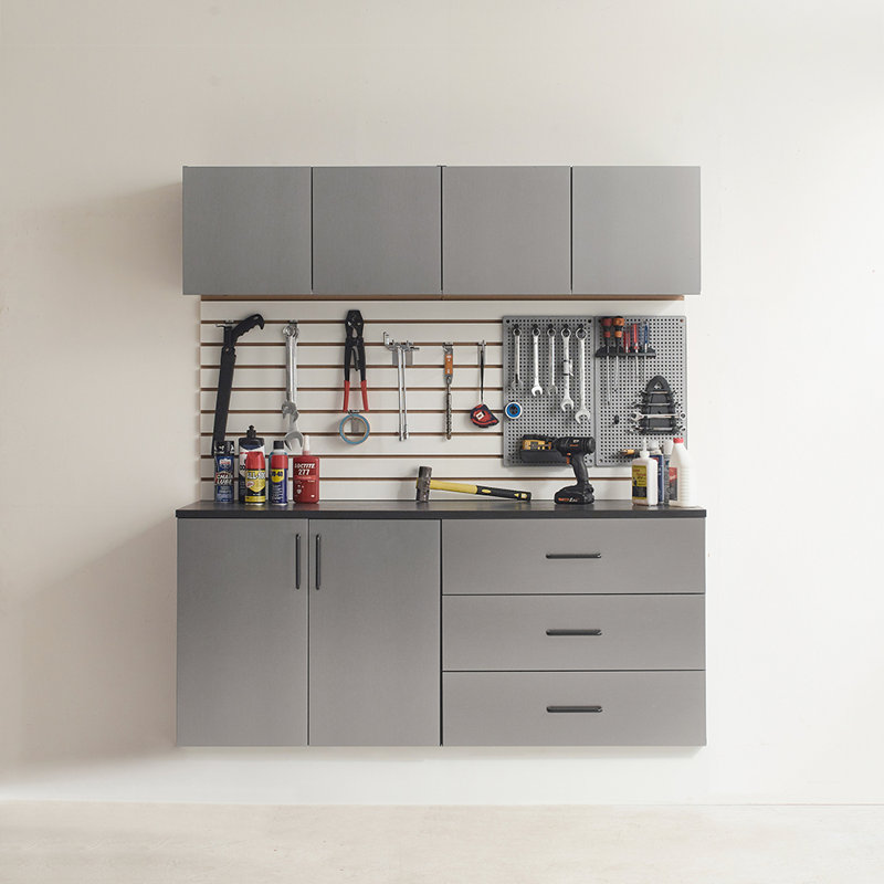 Astro Gray Metal Wall Storage Cabinet with Adjustable Shelving