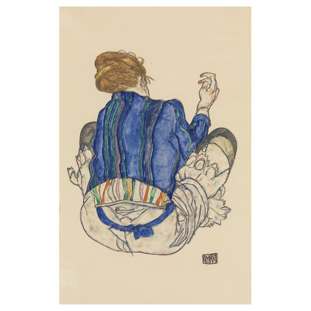 Leinwandbild Seated Woman (Back Side) von Egon Schiele