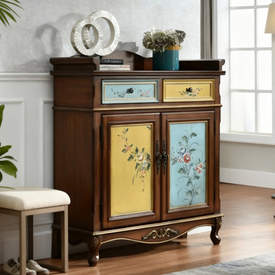 Brown Solid Wood Shoe Storage Bench