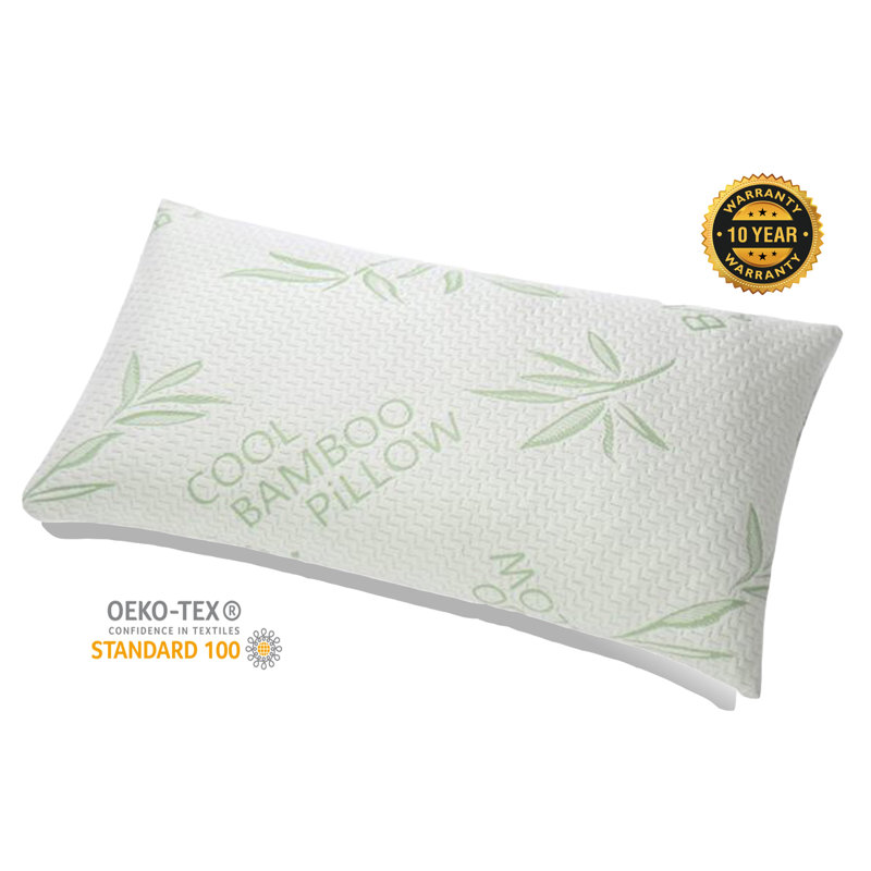 Queen White Bamboo Memory Foam Cooling Pillow