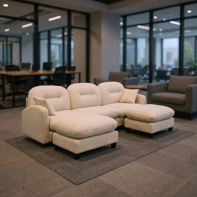 Modular Sectional U Shaped Couch With Ottoman, Premium Chenille Fabric,With 2 Throw Pillows, High-Density Foam Tufted Cushion Backrest Design,Easy Install