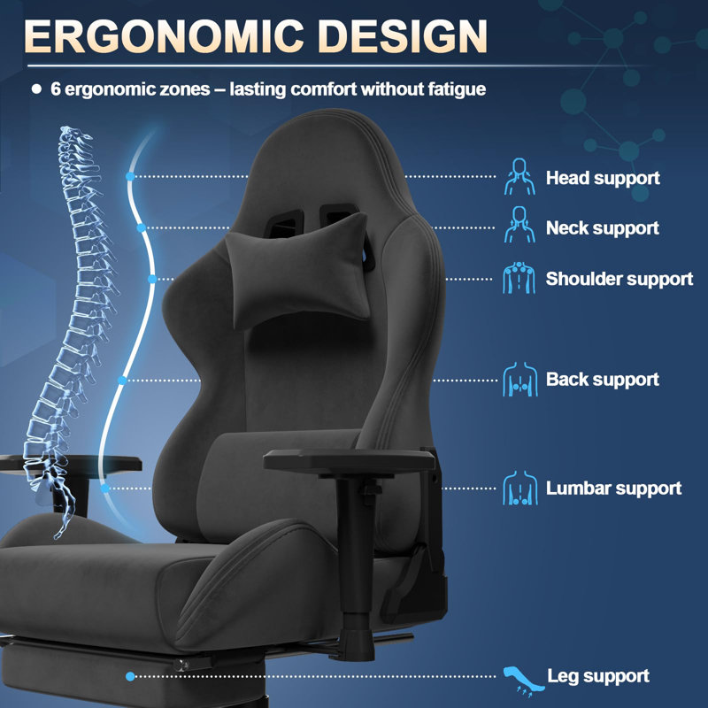Maxway Furniture Adjustable Reclining Ergonomic Swiveling PC & Racing Game Chair