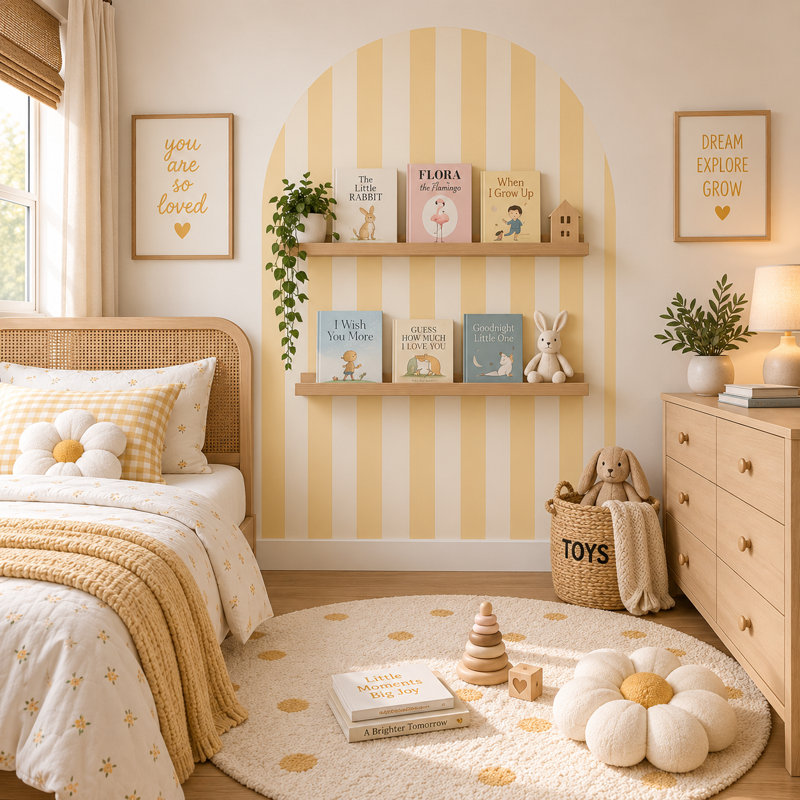 Adhésif décoratif 30 pouces de large rayé crème au beurre, 45 pouces de haut, L 30 po x H 45 po, Crème au beurre