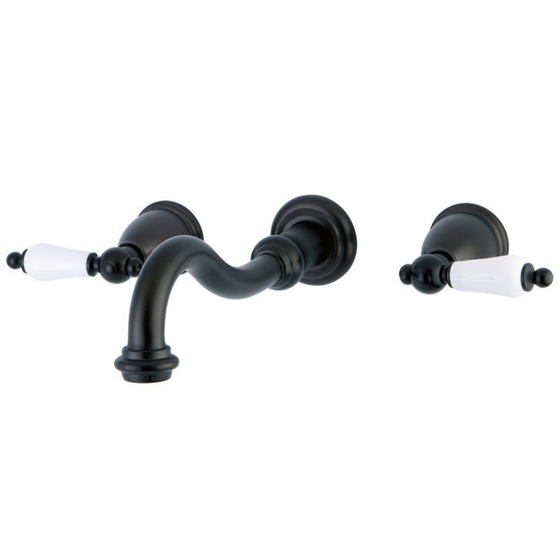 Kingston Brass Vintage Two-Handle 3-Hole Wall Mount Bathroom Faucet, Oil Rubbed Bronze