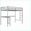 Lit superposé simple au-dessus d'un lit double en métal avec bureau intégré, sans sommier tapissier, argent métallique pour la chambre à coucher-26121243