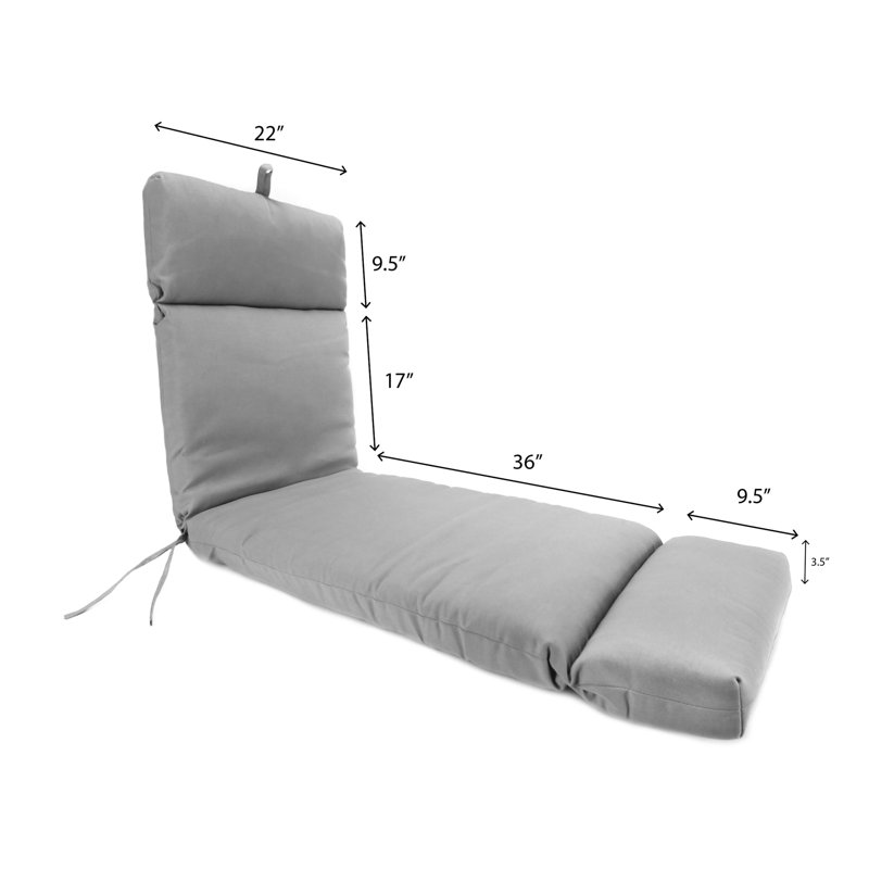 72" x 22" Outdoor Chaise Lounge Cushion with Ties and Loop