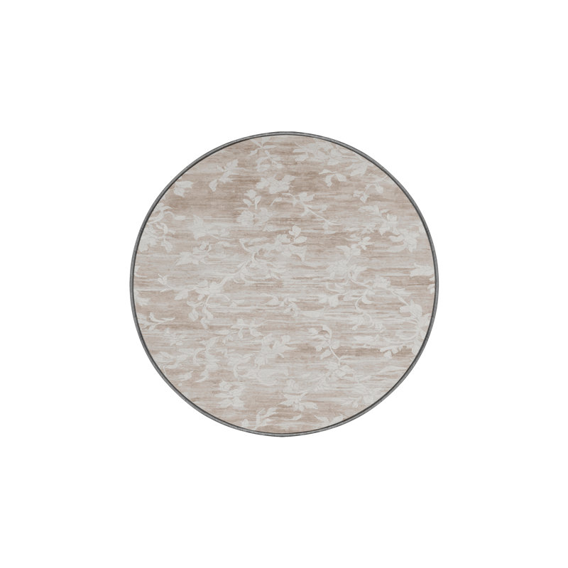 Machine Washable Gray Area Rug, Round 5'