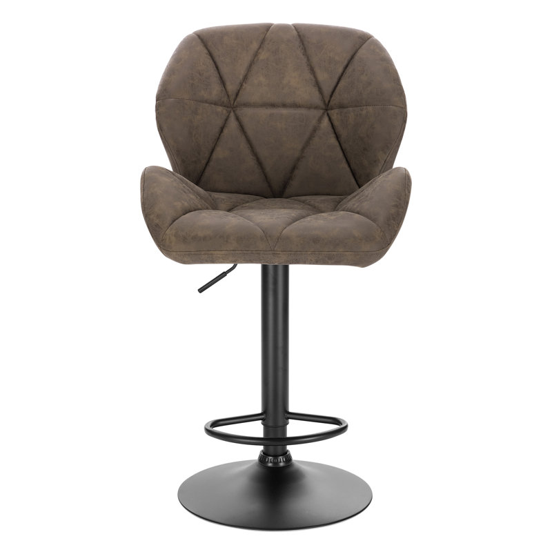 Dequavius Swivel Upholstered Adjustable Height Counter Stool, Dark Brown