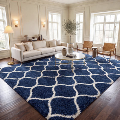 Tapis bleu marine / ivoire Darrold