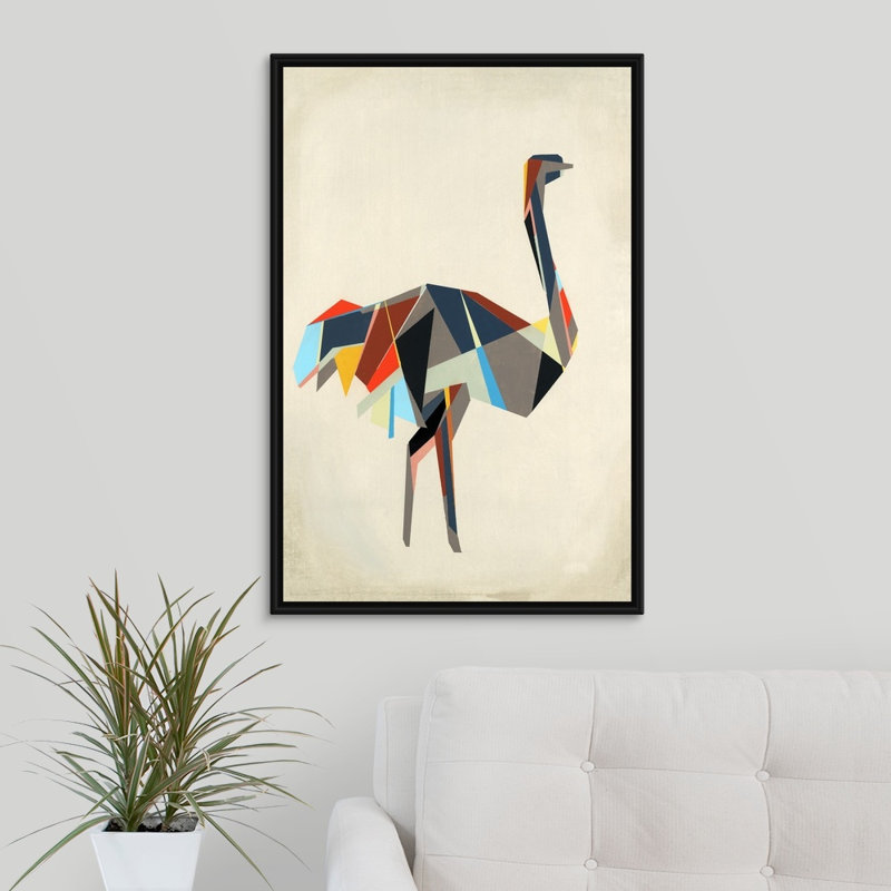 « tip tip zoo i », peinture sur toile, H 31,7 po x l 21,7 po x p 1,75 po, Cadre flottant noir