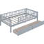Lit de jour simple en bois avec deux tiroirs, gris - Structure solide et solution d'extension de cadre résilient
