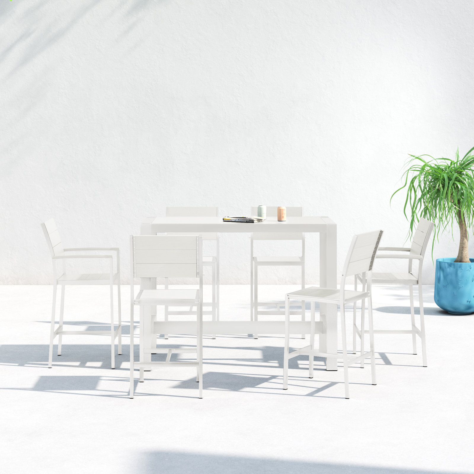 Betty 59" Patio Dining Set, White, White
