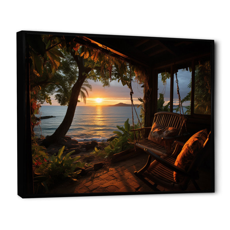 «Alisse Beach Tropical Vibes», impression sur toile, H 30 po x l 40 po, Cadre flottant noir