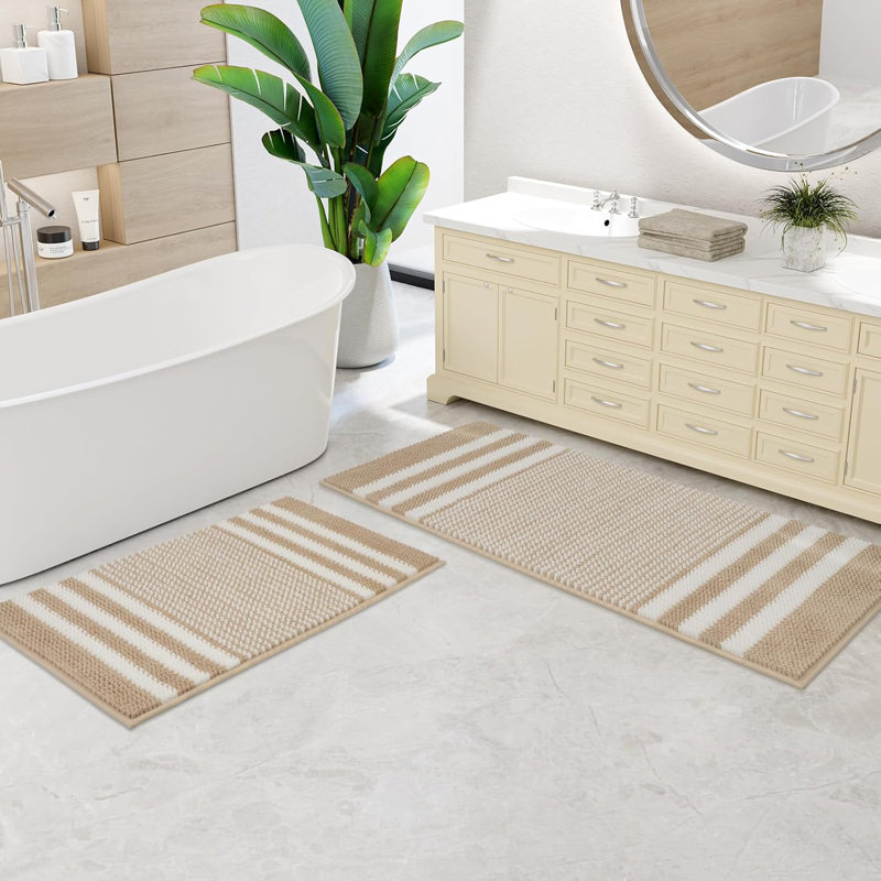 2-piece Bathroom Rug Set Khaki