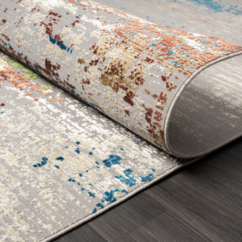Lydian Abstract Area Rug in Gray, Runner 2'8" x 9'10"