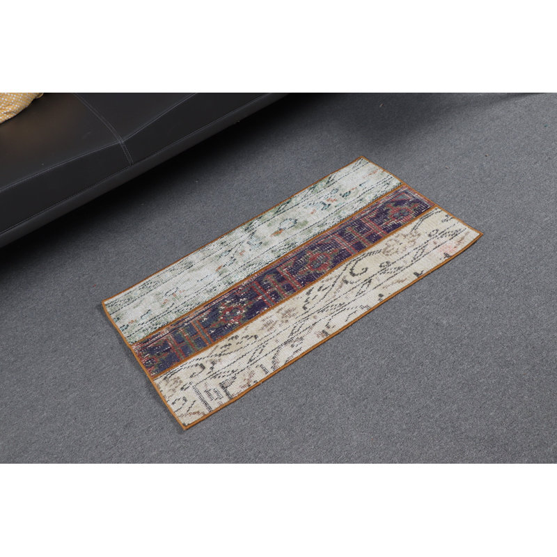Small Vintage Inspired Turkish Patchwork Rug Perfect For Adding A Pop Of Color In Your Living Room