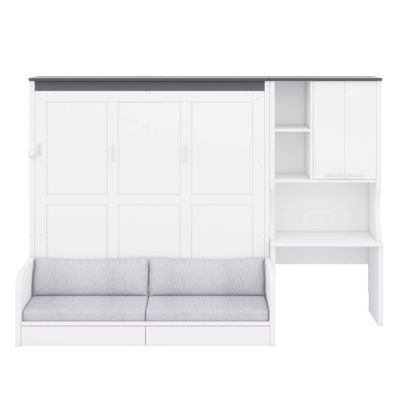 Solution de lit convertible tout-en-un comprenant un canapé, un bureau et une armoire pour une vie compacte