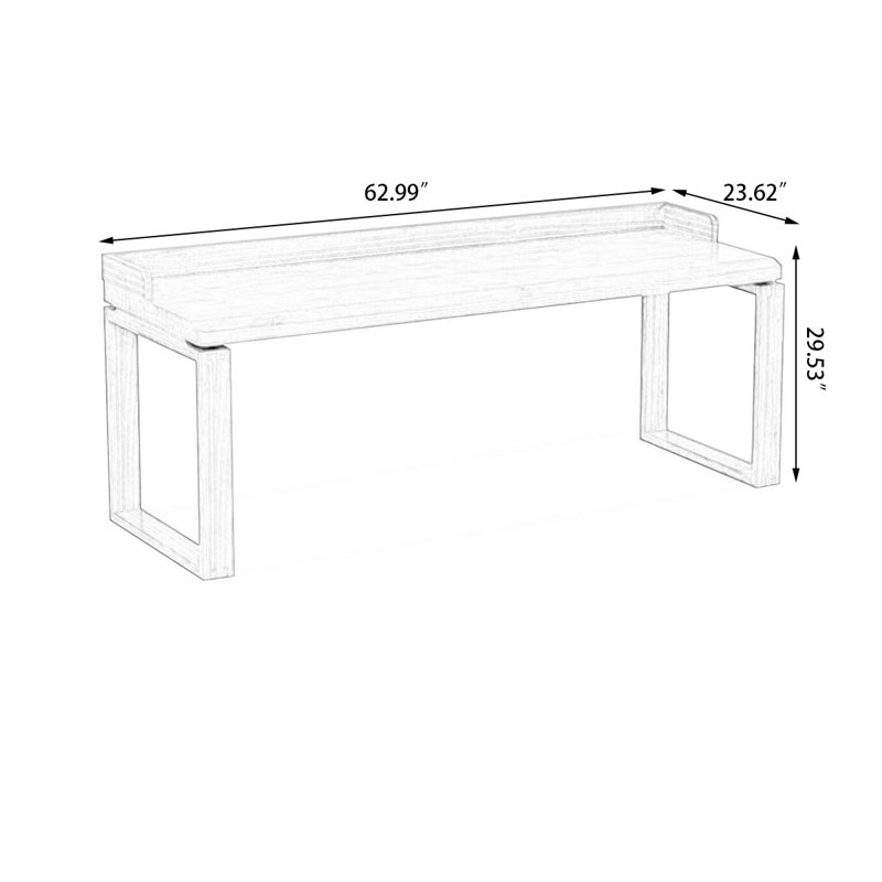 Bureau rectangulaire brun en bois massif, Burlywood, H 29,53 po x l 62,99 po x P 23,62 po