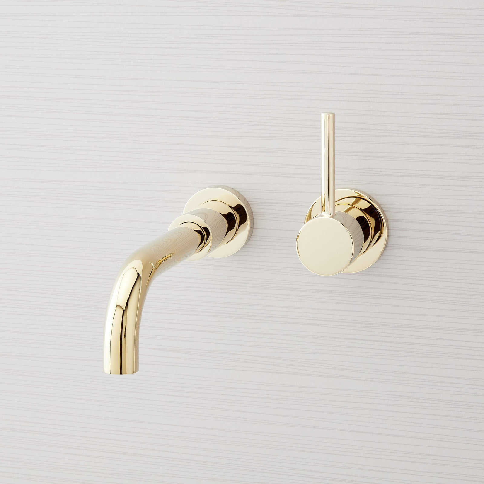 Lexia Wall-Mounted Widespread Bathroom Faucet, Polished Brass