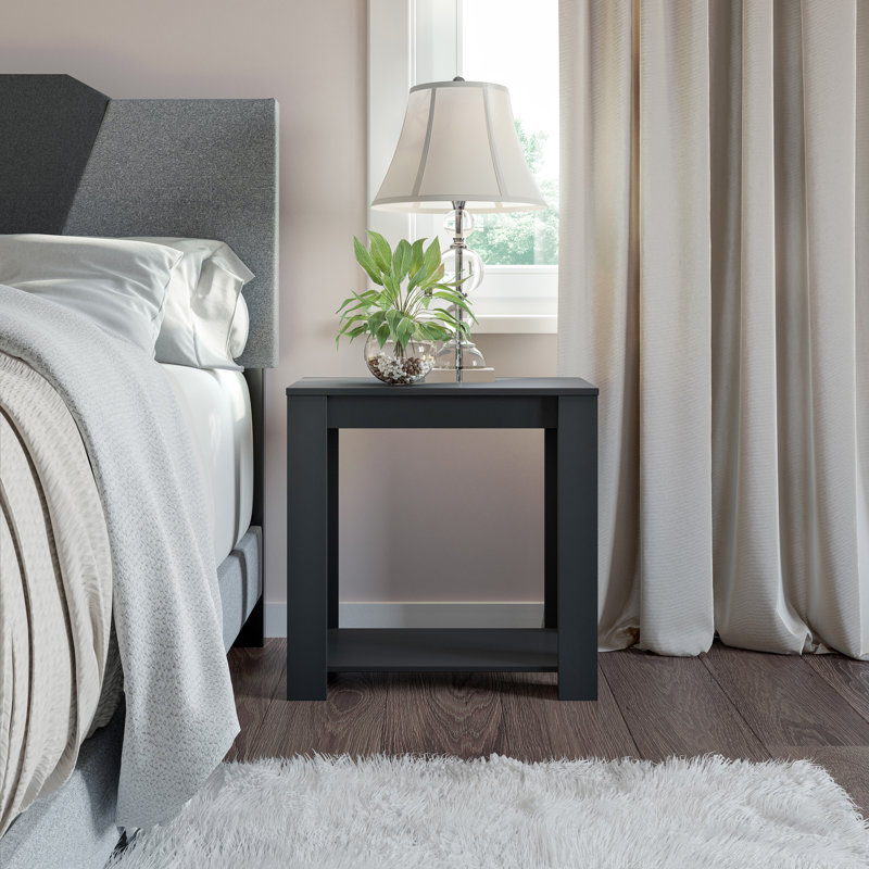 Boyd Sleep Brisbane Open Storage Nightstand, Low Profile End Table, Black
