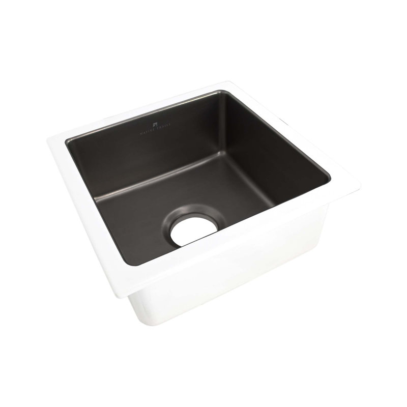 Reveler 15.75" Square Undermount Fireclay Bar Sink, Gunmetal