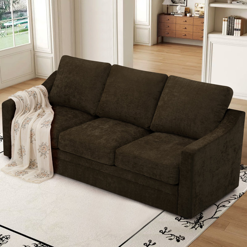 83"  Upholstered 3 Seater Sofa With Thicker Seat Cushions, Comfy Chenille Modern Couch With Wider Armrests For Living Room, Apartment