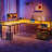Kurtiss 68" L Shaped Computer Desk with File Drawer with Power Outlet & LED Strip-641801353