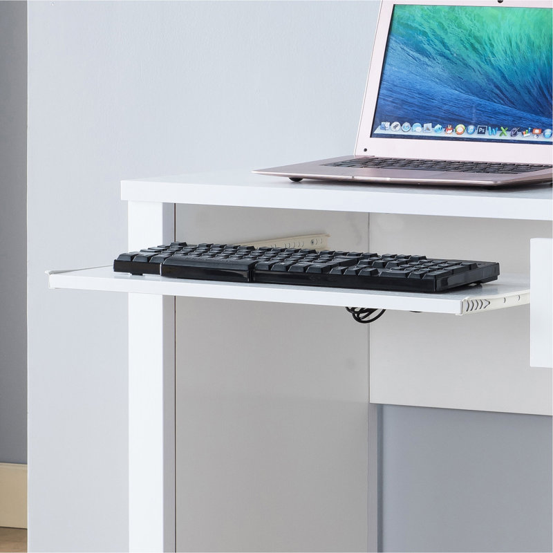 Bureau d'étudiant blanc avec conception raffinée, bureau d'écriture compact pour ordinateur portable de 39 po de style chic