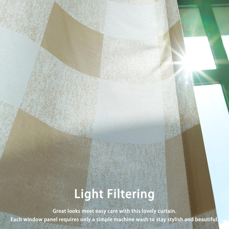 Rideaux semi-transparents Chintan, Taupe / blanc, L 52 po x L 84 po