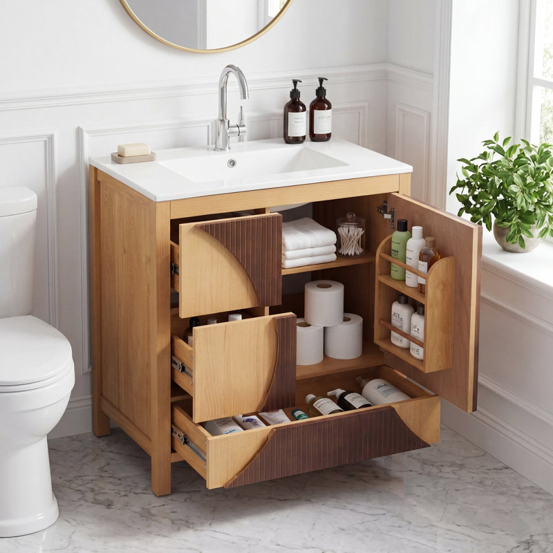 Mid-Century Modern Bathroom Vanity with Sink