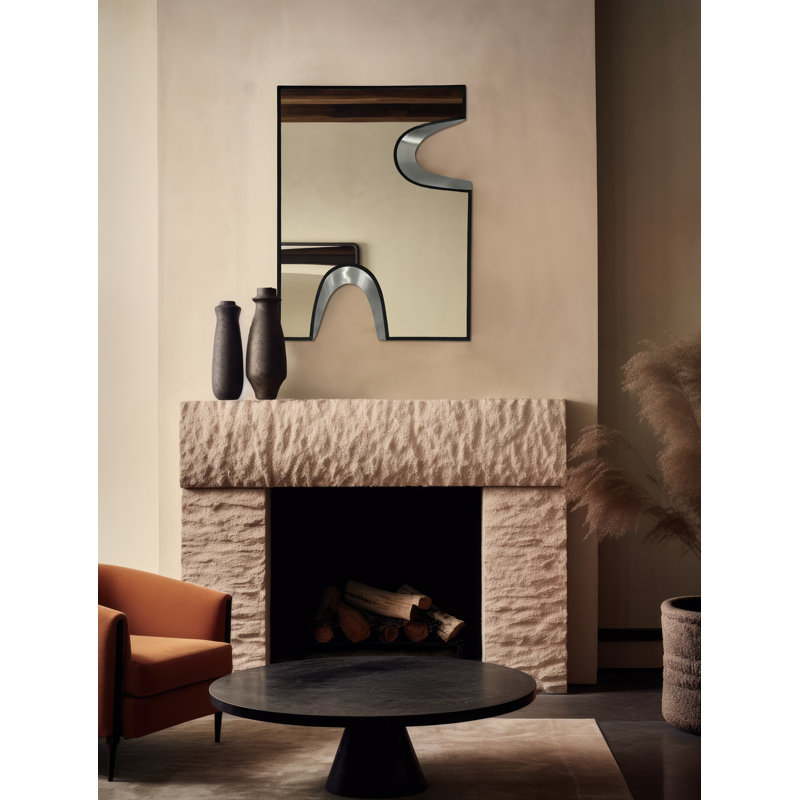 Soleil Bulow Rectangle Wall Mirror, 28" x 28", Black/Silver