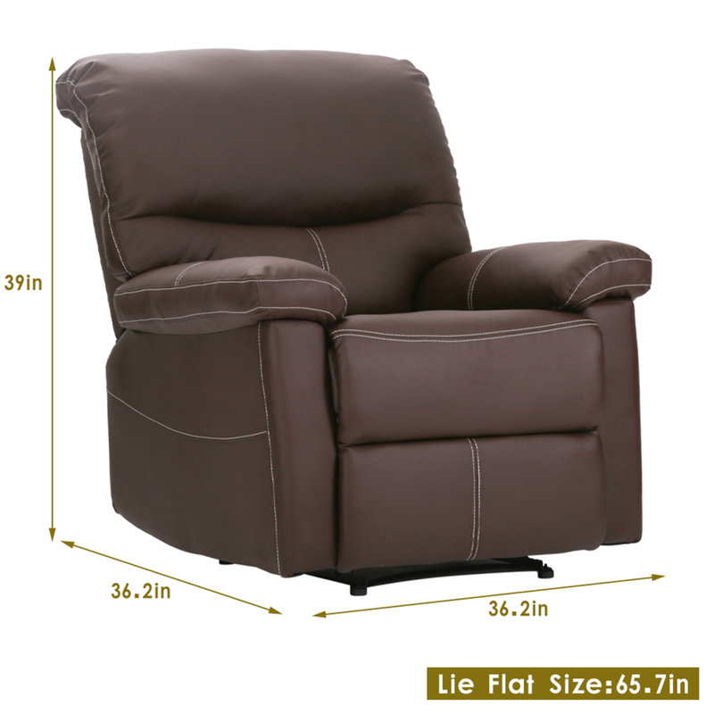 Fauteuil inclinable électrique 33 po de largeur, Similicuir brun