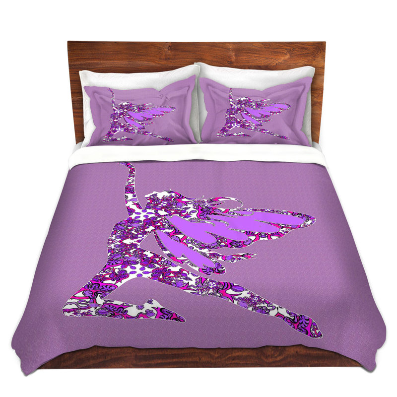 Ensemble de housse de couette fée, 1 housse + 2 taies très grand lit, Mauve