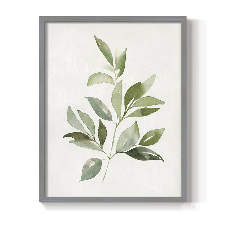 Fresh Leaf Montage II Framed Print - Solid Wood, Gray, 11" H x 9" W