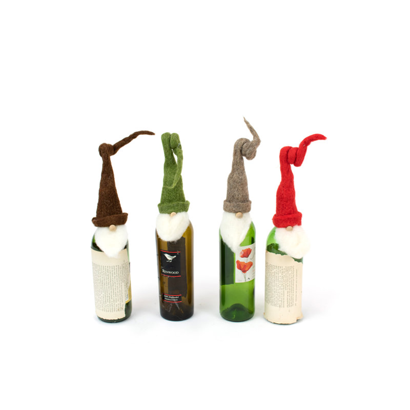  Felt Santa Wine Toppers - Ensemble de 4 chapeaux de Noël bouclés 14,57 po