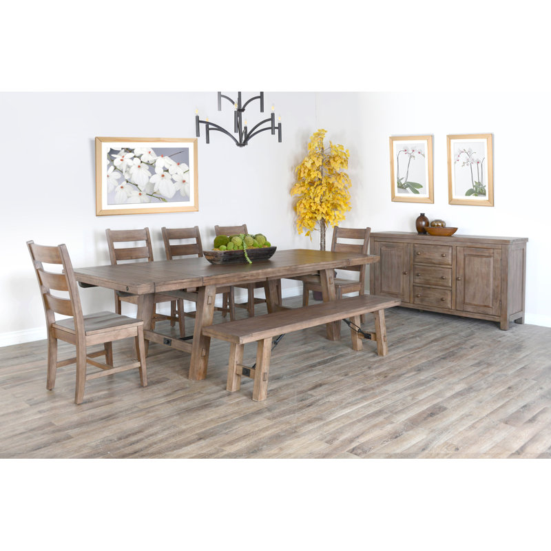 Coweta 8 - Person Extendable Solid Wood Solid Wood Top Trestle Dining Set