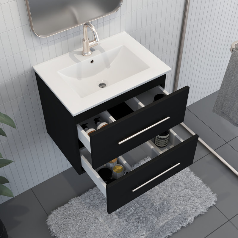Ensemble de meuble-lavabo simple 24 po Abdirahman, Noir