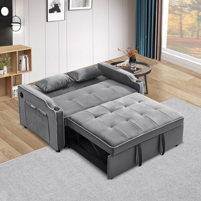 Convertible Sleeper Sofa Bed, 3 In 1 Velvet Loveseat Sleeper Sofa Couch Bed -  Latitude RunÂ®, 20A9BB7679EA4BA3B521F943C4D7FBB5