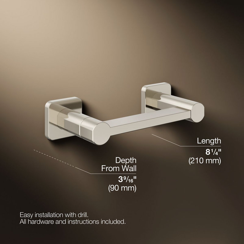 Parallel™ Pivoting Toilet Paper Holder, Wall-Mount Bathroom Toilet Paper Holder, Polished Nickel
