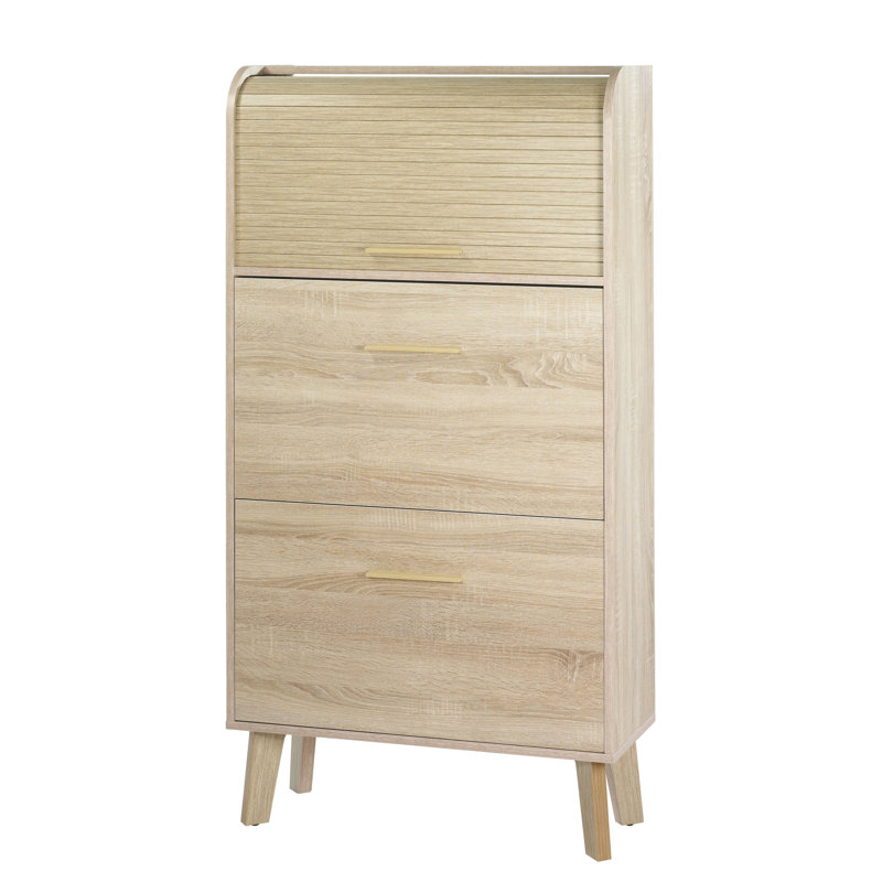 Caruso 18 Pair Flip Down Shoe Storage, Oak