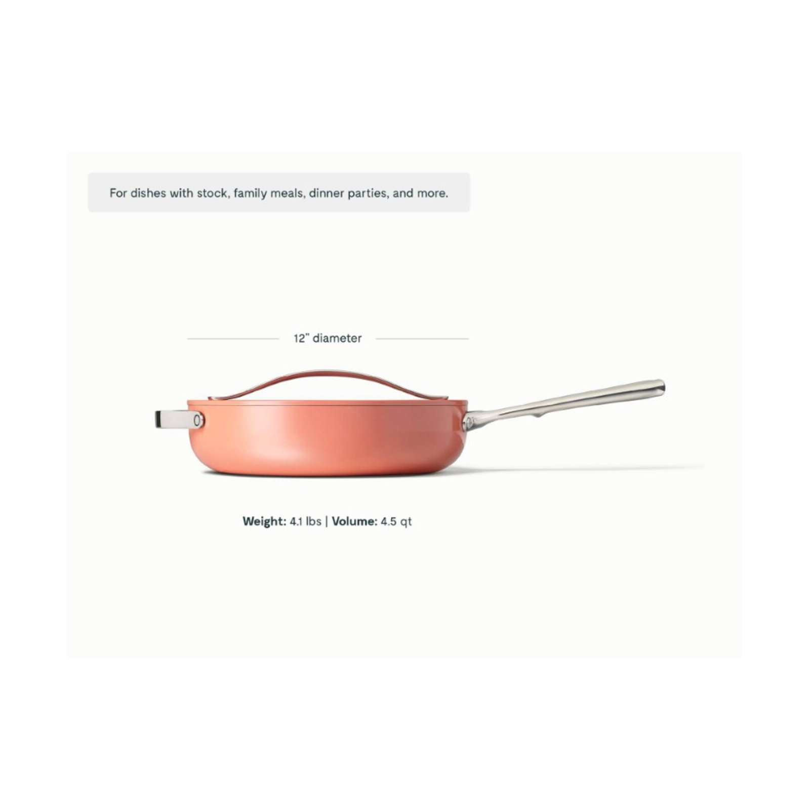 Caraway 4.5Qt Nonstick Ceramic Saute Pan W/ Lid, Perracotta