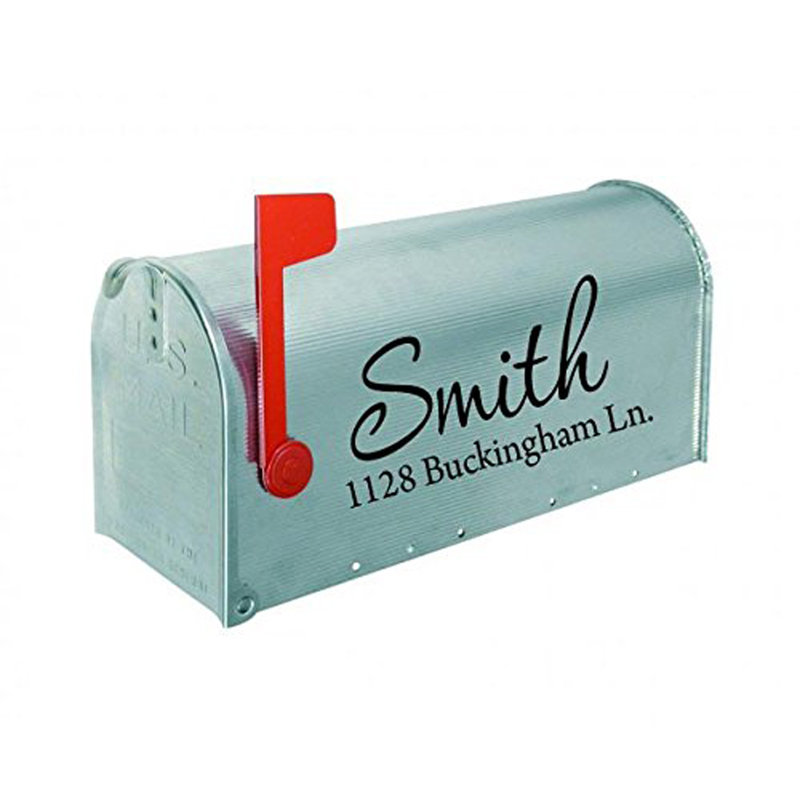 Autocollant d'adresse et de nom de boîte aux lettres, H 9 po x l 19 po x P 0,01 po, Oui, Noir