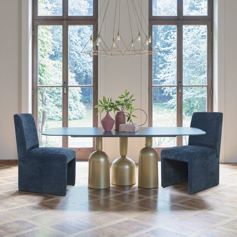 Chaise de salle à manger rembourrée, Bleu