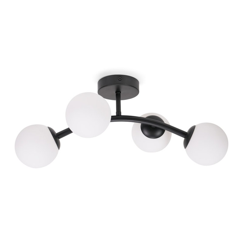 Adael Glass Semi Flush Mount, Black, No