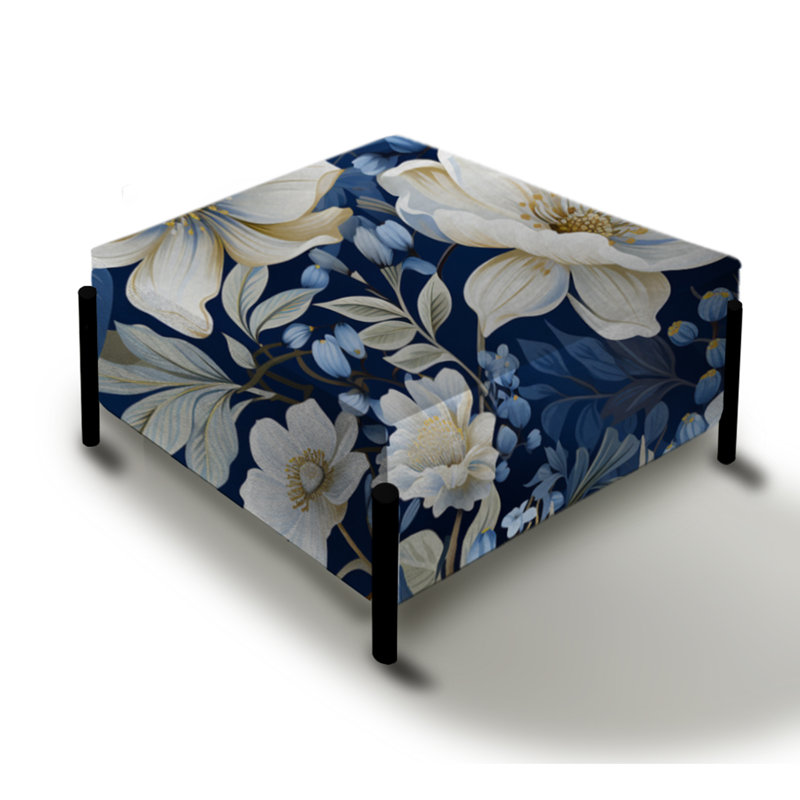 Grand repose-pieds carré Icy Blue Snowy