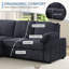 Canapé modulaire 91 po avec méridienne avec rangement, canapé-lit convertible en chenille avec port USB, 2 porte-gobelets sur les coussins de dossier-1544883736