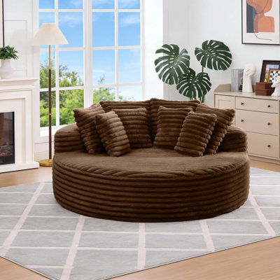 Fauteuil d'appoint rond surdimensionné de 180 cm, fauteuil lounge Cloud en velours côtelé avec coussins de dossier moelleux, fauteuil-lit une place extra large pour salon ou chambre à coucher