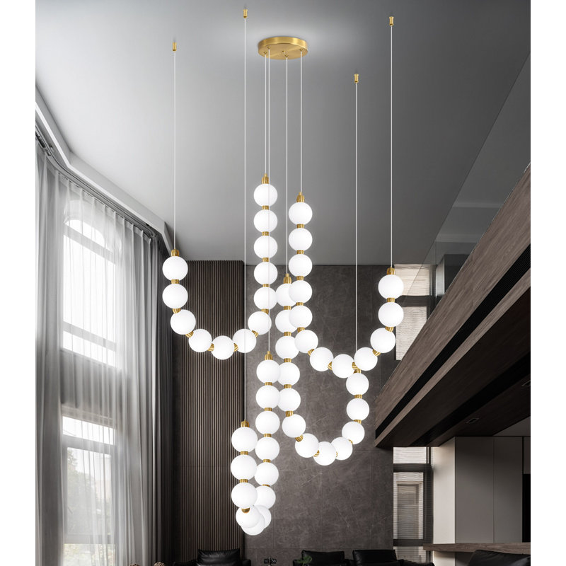 Lustre 48 lumières à DEL moderne à intensité variable noir, Doré