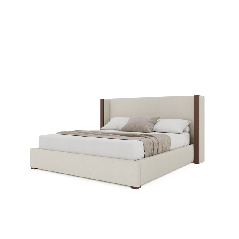 Lit tapissier bas Irenne, Bouclé blanc cassé, Grand